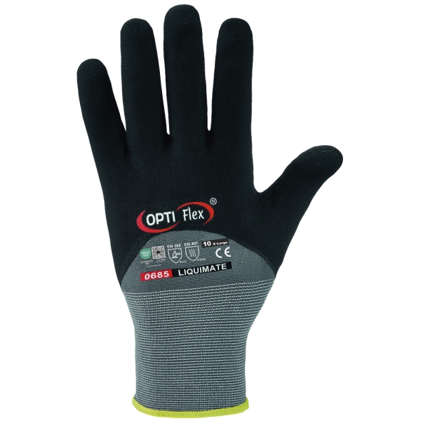 F-OPTIFLEX-Nitril-Arbeitshandschuhe, *LIQUIMATE*, VE: 144 Paar, grau/schwarz