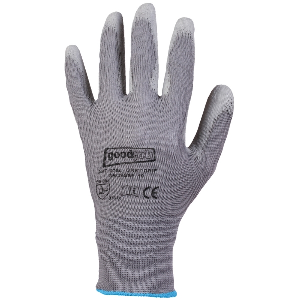 F-STRONGHAND, Polyester, PU beschichtet, Arbeitshandschuhe, *GREYGRIP*, VE: 240 Paar, grau