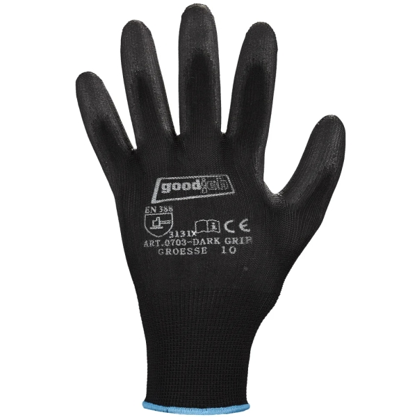 F-GOODJOB, Polyester, Arbeitshandschuhe, *DARK GRIP*, VE: 240 Paar, schwarz