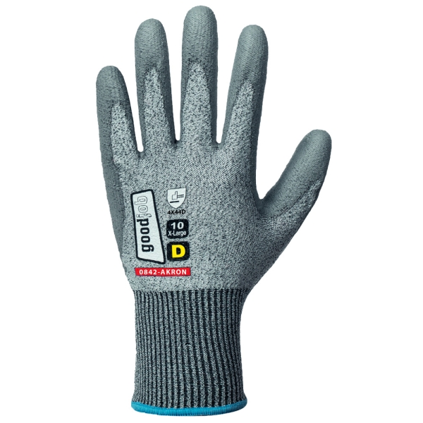 F-LEVEL 5, Schnittschutz, PU beschichtet, Arbeitshandschuhe, *AKRON*, VE: 60 Paar, grau/schwarz
