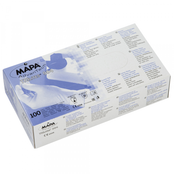 F-MAPA, *TRILITES 994*,  Latex/Neopren/Nitril Einweghandschuhe, violett, Spenderbox  100 Stck, VE: 10 Boxen