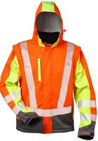 F-ELYSEE-Warn-Schutz-Arbeits-Berufs-Jacke, Softshell Jacke, *ATANAS*, fluoreszierend orange/gelb/grau