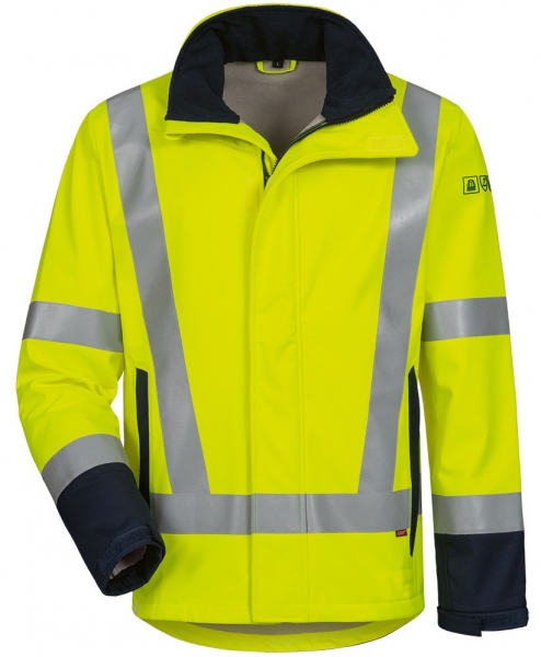 F-ELYSEE-Warnschutz-Softshelljacke, KAAPO, warngelb/marine