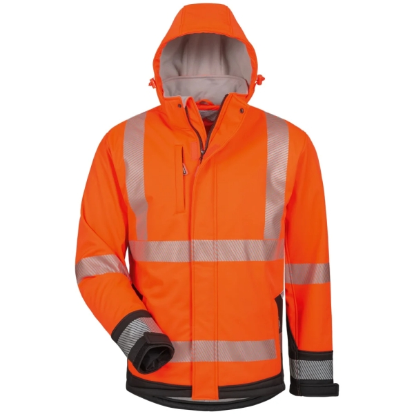 F-ELYSEE-Warnschutz-Softshell-Jacke, *LUKAS*, fluoreszierend orange/schwarz