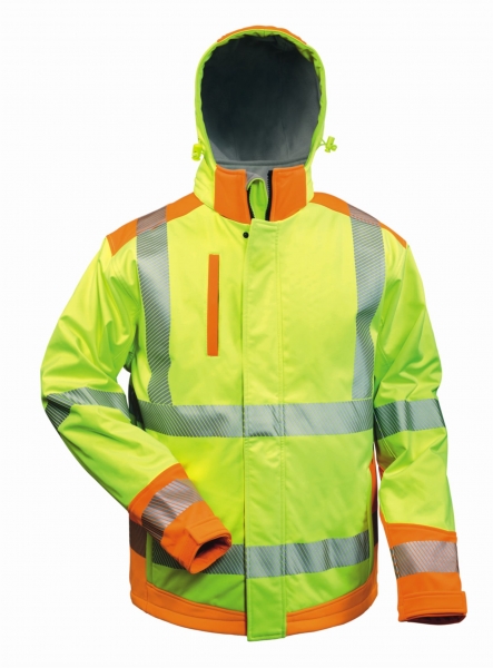 F-ELYSEE-Warn-Schutz-Arbeits-Berufs-Jacke, Softshell-Jacke, *RICKMER*, fluoreszierend gelb/orange