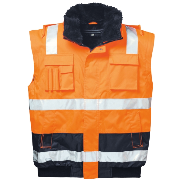 F-ELYSEE-Warnschutz-Pilotjacke, 4-in 1, *OLIVER*, fluoreszierend orange/marine