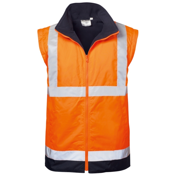 F-SAFESTYLE-4 in 1-Warnschutzparka, *TRAVIS*, fluoreszierend orange/marine abgesetzt