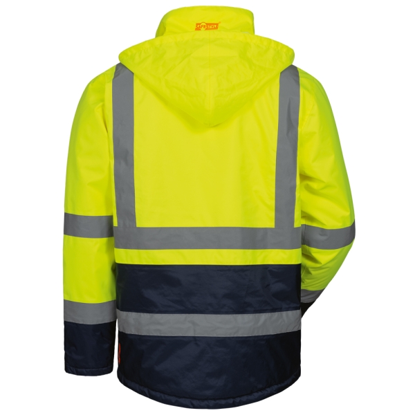F-Warnschutzparka, *HARRY*, fluoreszierend gelb/marine
