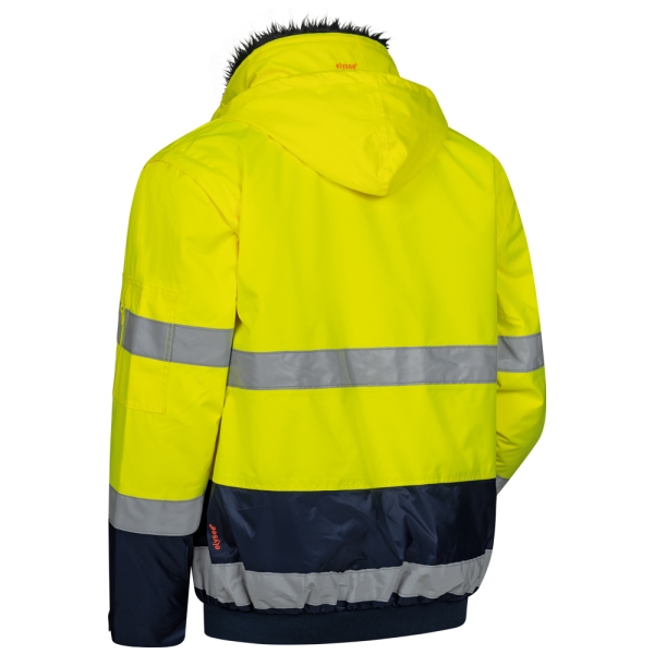 F-ELYSEE-Warnschutz-Pilotenjacke, *SIEGFRIED*, fluoreszierend gelb/marine abgesetzt