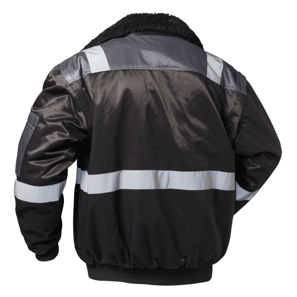 F-NORWAY-Pilotenjacke mit Reflexstreifen, *KIRKENES*, 250g/m�, schwarz/grau