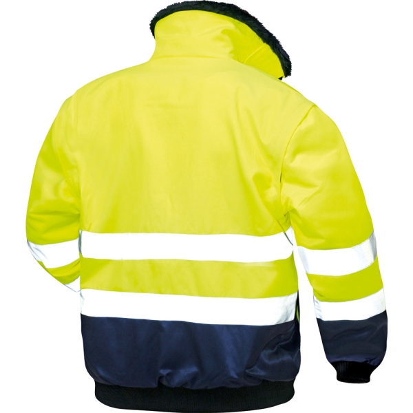 F-NORWAY-Warnschutz-Pilotenjacke, *GUNNAR*, 250g/m�, fluoreszierend gelb/marine abgesetzt
