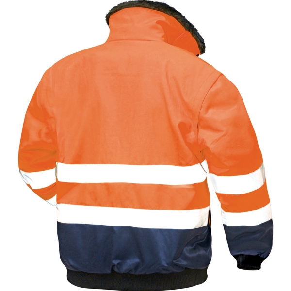 F-NORWAY-Warnschutz-Pilotenjacke, *ERIK*, 250g/m�, fluoreszierend orange/marine abgesetzt