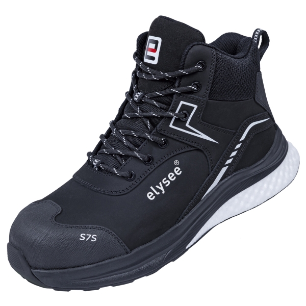 F-*CUSHIONPRO® XTREME* STIEFEL S7S-*ELYSEE®* SCHWARZ/ WEIß ABGESETZT EN ISO 20345:2022 + A1:2024 S7S FO SR SC
