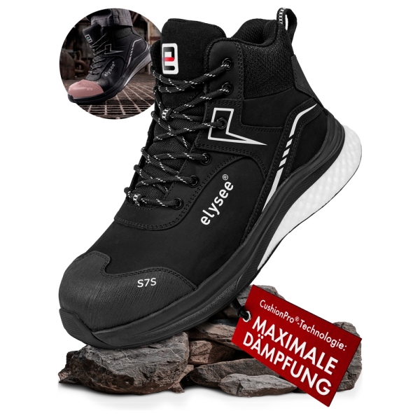 F-*CUSHIONPRO� XTREME* STIEFEL S7S-*ELYSEE�* SCHWARZ/ WEI� ABGESETZT EN ISO 20345:2022 + A1:2024 S7S FO SR SC
