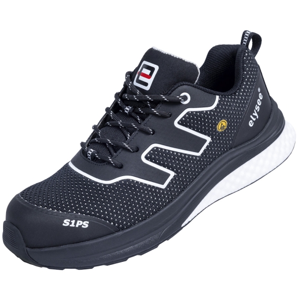 F-*CUSHIONPRO® CORE* HALBSCHUHE S1PS-*ELYSEE®* SCHWARZ/ WEIß ABGESETZT EN ISO 20345:2022 + A1:2024 S1PS FO SR SC ESD