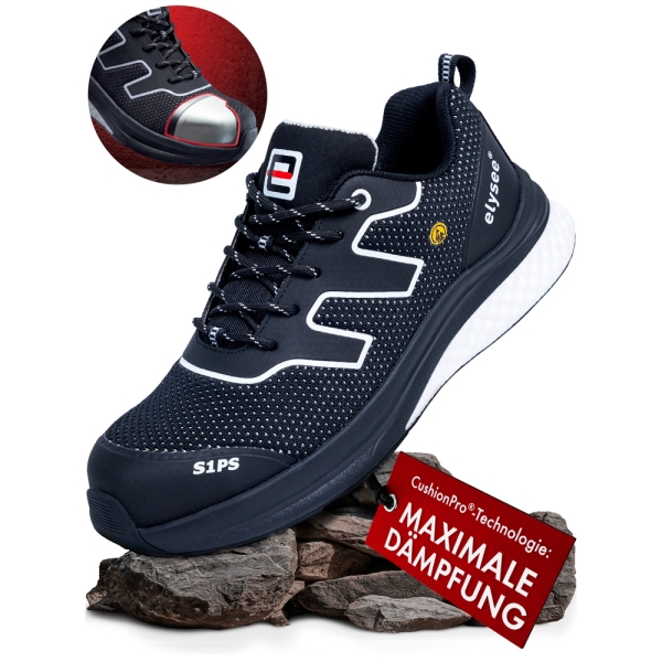 F-*CUSHIONPRO� CORE* HALBSCHUHE S1PS-*ELYSEE�* SCHWARZ/ WEI� ABGESETZT EN ISO 20345:2022 + A1:2024 S1PS FO SR SC ESD