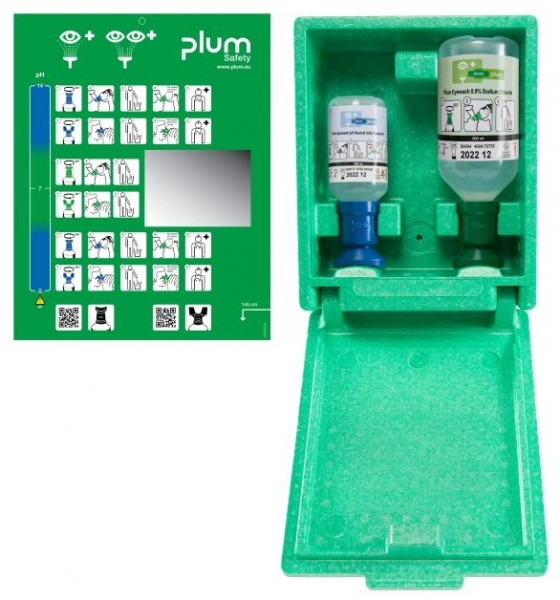F-PLUM-Kombi-Augenspülstation in Wandbox, 280 x 230 x 110 mm