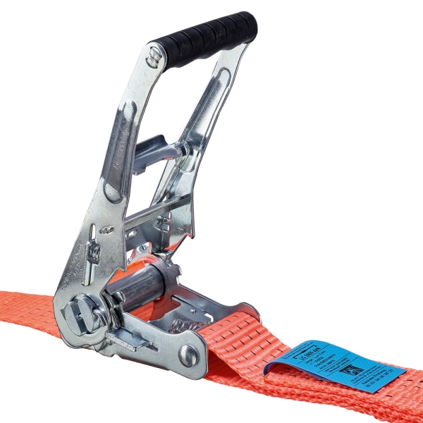 F-RATSCHEN-ZURRGURT, 2-TEILIG MIT SPITZHAKEN + SICHERUNGSFEDER, 50 MM, LC 2000 daN, FARBE ORANGE, TECTOR�