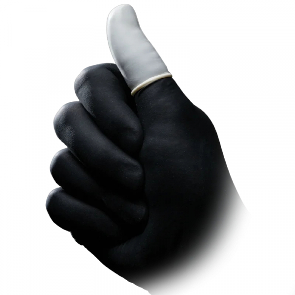 AMPRI-Hand-Schutz, Einweg-Latex-Einmal-Fingerlinge, MED COMFORT, gerollt, puderfrei, unsteril, Pkg  100 Stck, VE = 10 Pkg, transparent