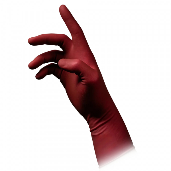 AMPRI-ABSOGEL  New edition, Latex-Einmal-Schutz- und Untersuchungshandschuh, bordeaux, ungepudert, VE= 10 Boxen  50 Stck