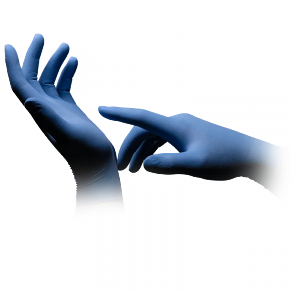 AMPRI-Hand-Schutz, Einweg-Latex-Einmal-Untersuchungshandschuhe, MED COMFORT BLUE, puderfrei, unsteril, Pkg  100 Stck, VE = 1 Pkg, blau