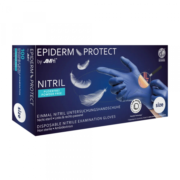 AMPRI-Epiderm Protect by MED-COMFORT Einmal-Nitril-Schutz- und Untersuchungshandschuh, blau, ungepudert, Gr.: XS-XL