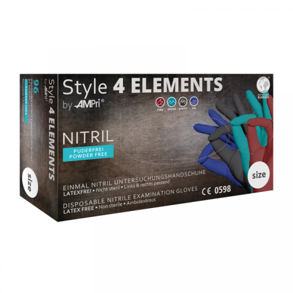 AMPRI-Style 4 Elements, Nitril-Untersuchungshandschuh, puderfrei, Farbenmix, Gr. XS-XL