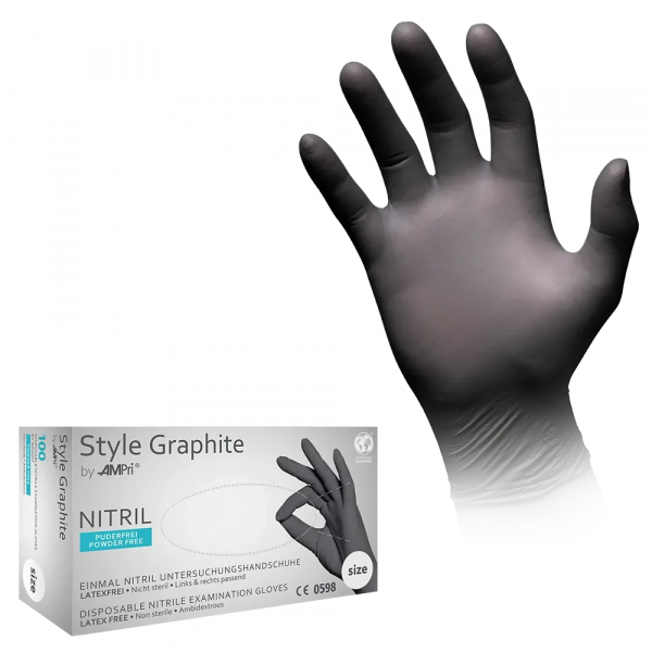 AMPRI-Style Graphite, Nitril-Untersuchungshandschuh, puderfrei, anthrazit, Gr. XS-XL