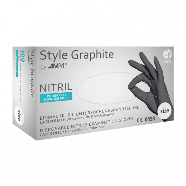 AMPRI-Style Graphite, Nitril-Untersuchungshandschuh, puderfrei, anthrazit, Gr. XS-XL