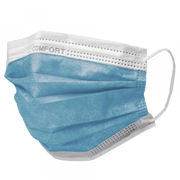 AMPRI-Einweg-Mundschutz, Einmal-Maske, MED COMFORT, 3-lagig, runde Elastikbnder, VE = Pkg  50 Stck, blau