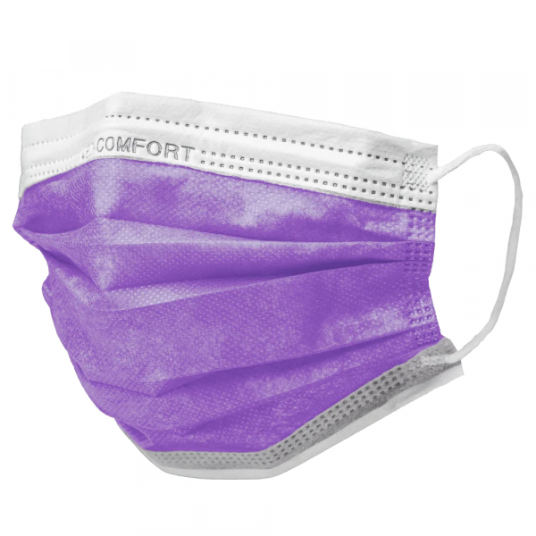 AMPRI-Einweg-Mundschutz, Einmal-Maske, MED COMFORT, 3-lagig, runde Elastikbnder, VE = Pkg  50 Stck, lila