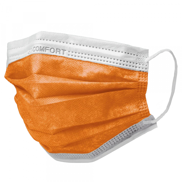 AMPRI-Einweg-Mundschutz, Einmal-Maske, MED COMFORT, 3-lagig, runde Elastikbnder, VE = Pkg  50 Stck, orange