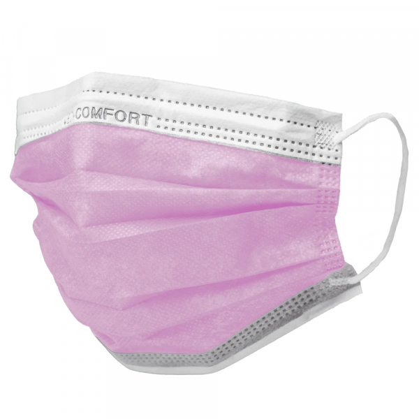 AMPRI-Einweg-Mundschutz, Einmal-Maske, MED COMFORT, 3-lagig, runde Elastikbnder, VE = Pkg  50 Stck, pink