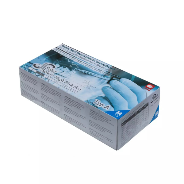 Einweg-Handschuh, SolidSafety HighRisk Pro Nitril-Chemikalienschutzhandschuh, puderfrei blau, Pkg. a 50 Stck