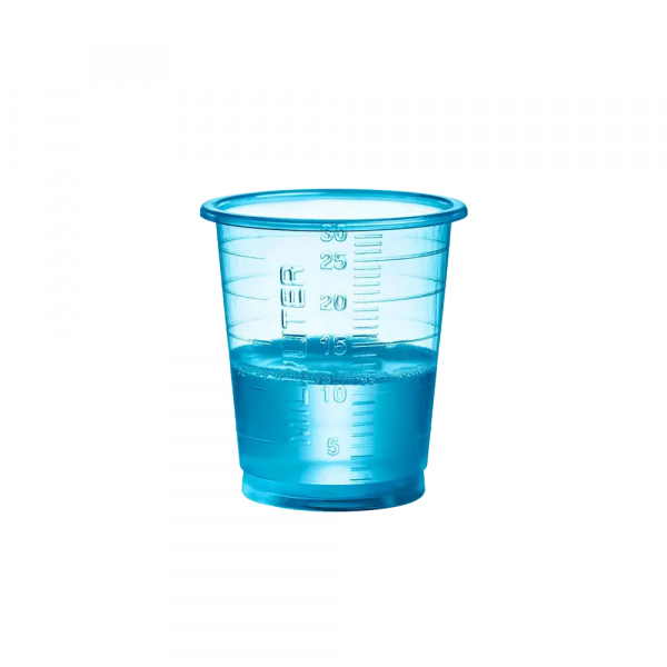 AMPRI-MED-COMFORT ECO Einmal Medizinbecher 30 ml, graduiert, , blau