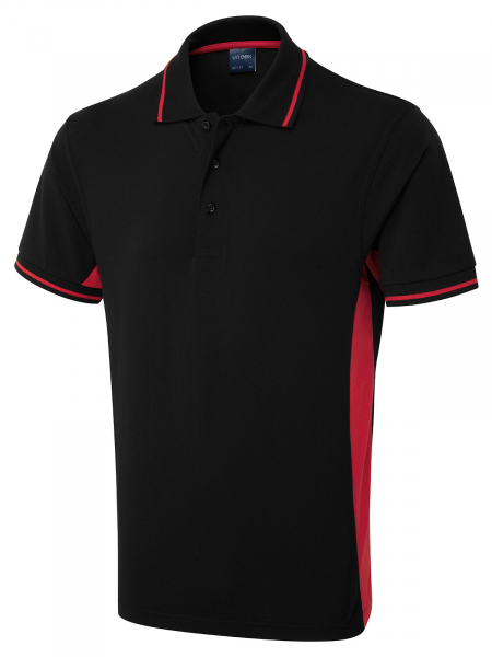 Uneek-Clothing-Two Tone Poloshirt, black/red