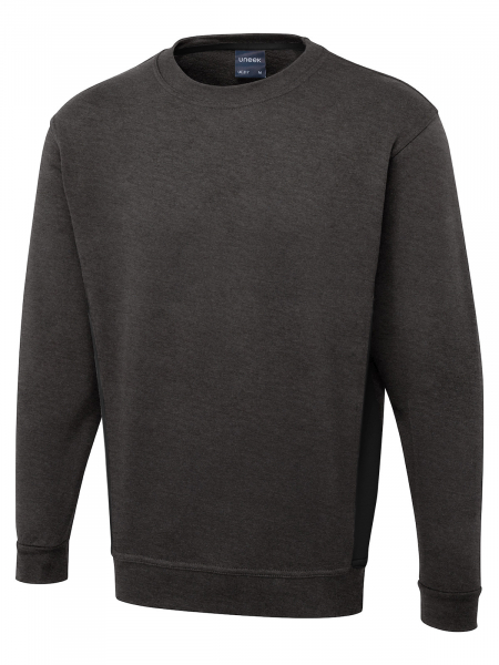 Uneek-Clothing-Two Tone Sweatshirt, charcoal/black