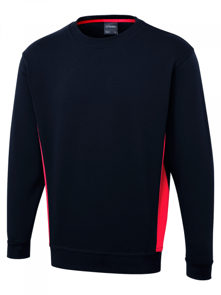 Uneek-Clothing-Two Tone Sweatshirt, marineblau/rot
