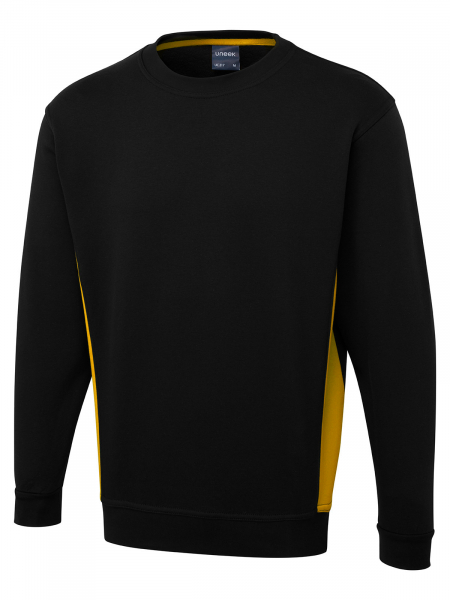 Uneek-Clothing-Two Tone Sweatshirt, schwarz/gelb