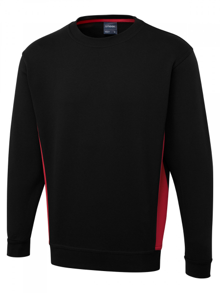 Uneek-Clothing-Two Tone Sweatshirt, schwarz/rot