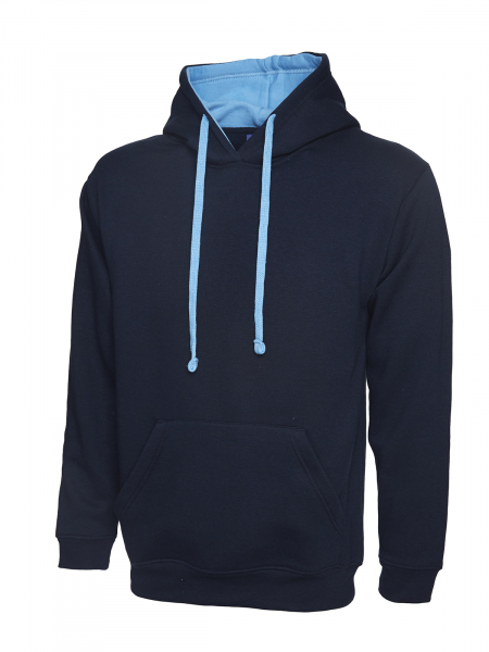 Uneek-Clothing-Contrast Hooded Sweatshirt, royal/navy