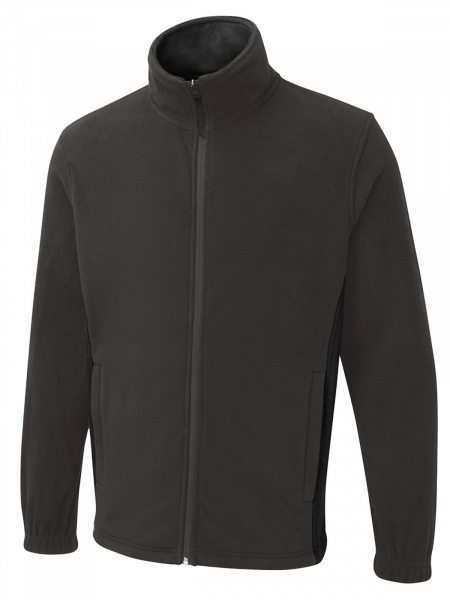 Uneek-Clothing-Two Tone Full Zip Fleece Jacket, charcoal/black