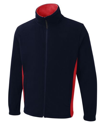 Uneek-Clothing-Two Tone Full Zip Fleece Jacket, navy/red
