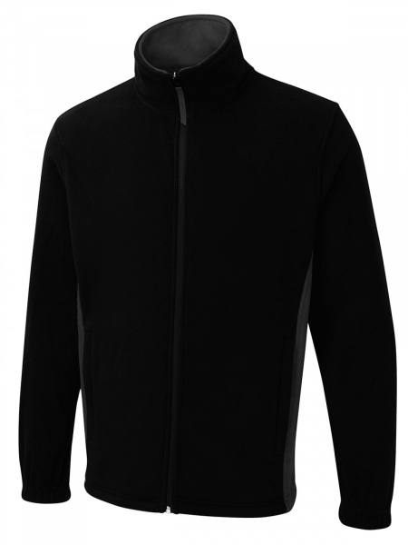Uneek-Clothing-Two Tone Full Zip Fleece Jacket, black/charcoal