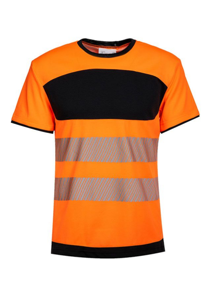 KORNTEX-EOS Hi-Vis T-Shirt mit schwarzer Brustpartie, signal-orange/schwarz