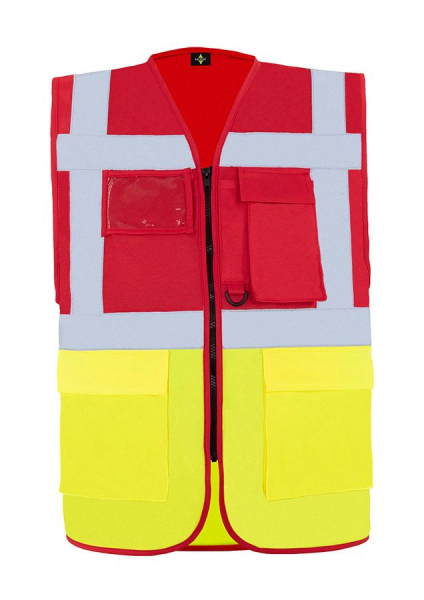KORNTEX-Comfort Executive Multifunctional Safety Weste Hamburg, rot/signal gelb