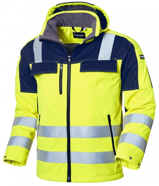 PIONIER-Warnschutz Softshell-Jacke, CONVIS, warngelb/marine