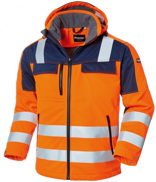 PIONIER-Warnschutz Softshell-Jacke, CONVIS, warnorange/marine