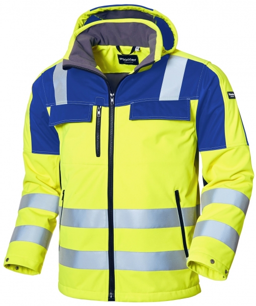 PIONIER-Warnschutz Softshell-Jacke, CONVIS, warngelb/kornblau