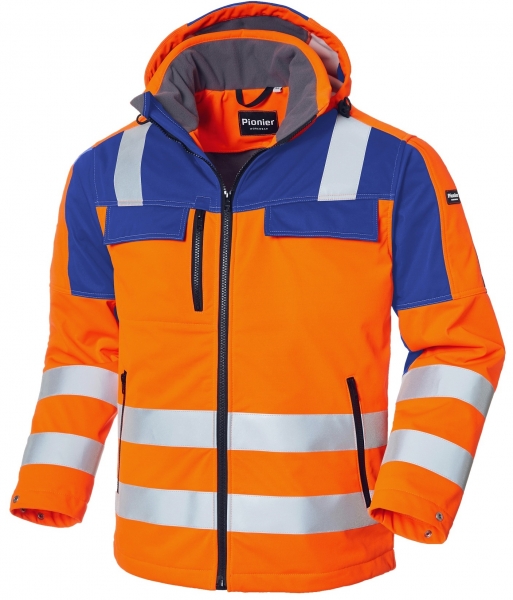 PIONIER-Warnschutz Softshell-Jacke, CONVIS, warnorange/kornblau